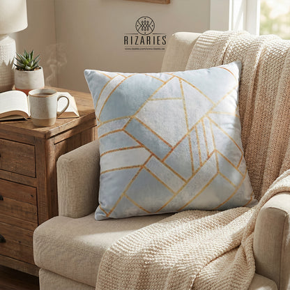SuperSoft Light Blue Gold Geometric