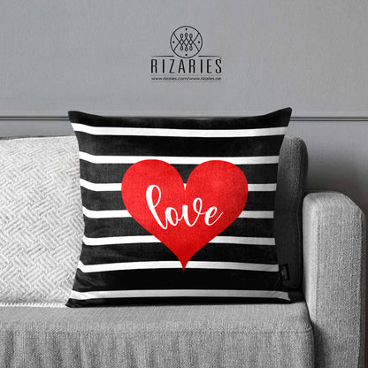 SuperSoft Black White Love Theme Throw Cushion