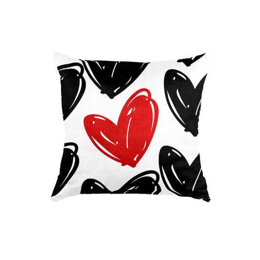 SuperSoft Black Red Hearts Throw Cushion