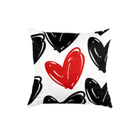 Thumbnail for SuperSoft Black Red Hearts Throw Cushion