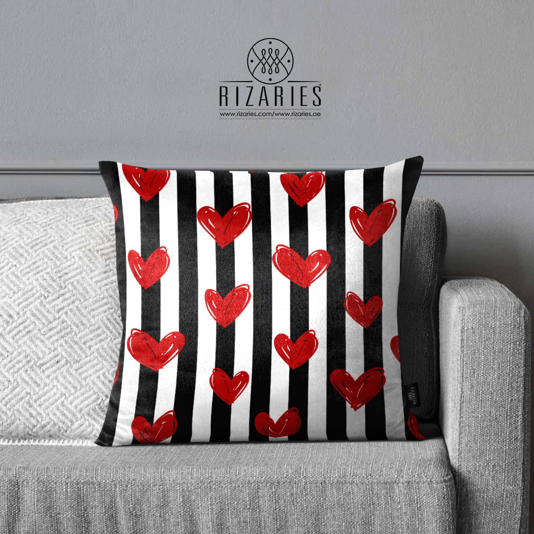 SuperSoft Hearts on Stripe Throw Cushion