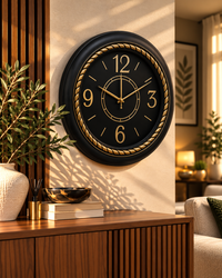 Black and Gold Decorative Wall Clock 18 Inches