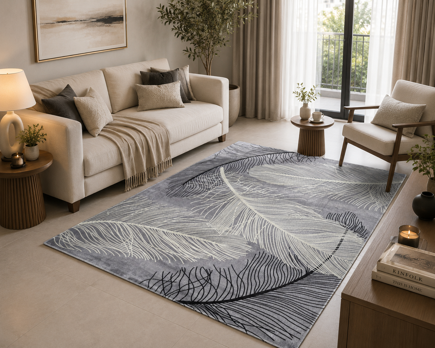 Supersoft Modern Feather Luxury Centerpiece (Rug) (CLEARANCE SALE)