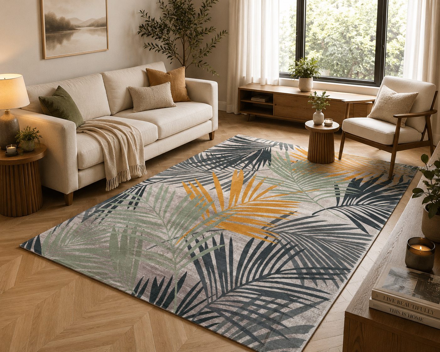 Supersoft Leaves Design Luxury Centerpiece (Rug)