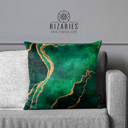 SuperSoft Green Gold Abstract Cushion