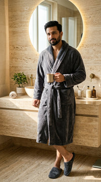 Velour Bathrobe and Slippers Set