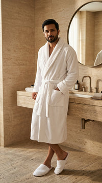 Velour Bathrobe and Slippers Set
