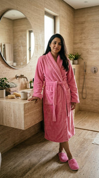 Velour Bathrobe and Slippers Set