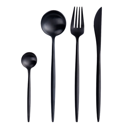 Silver Black Cutlery Set