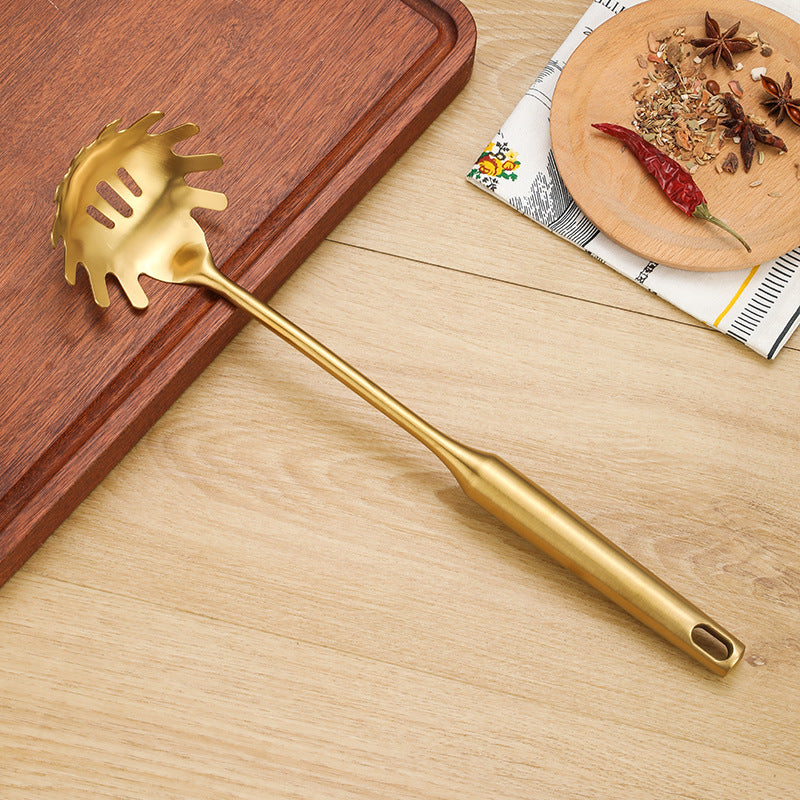 Gold Utensil Set with Stand (6 Pieces Set)