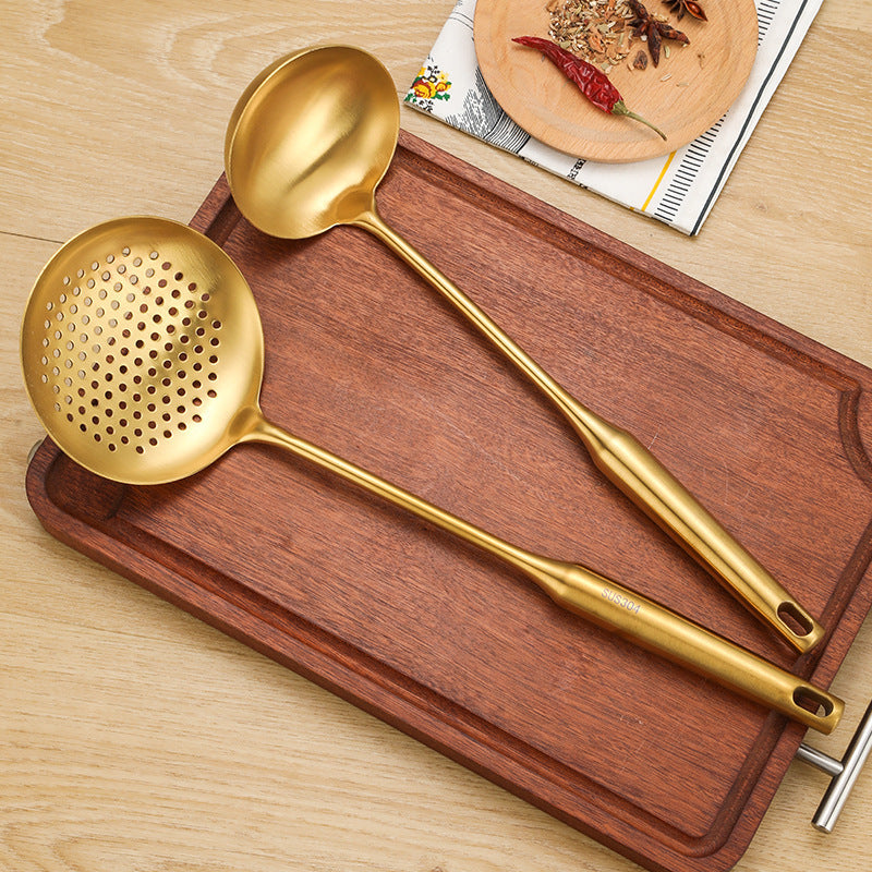 Gold Utensil Set with Stand (6 Pieces Set)