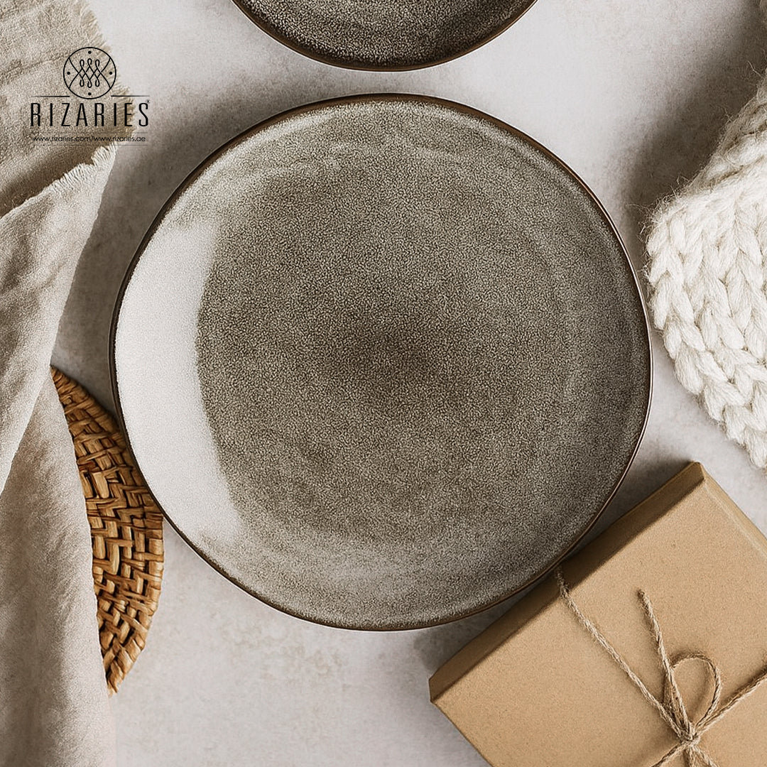 Rustic Stone Grey Porcelain Plates