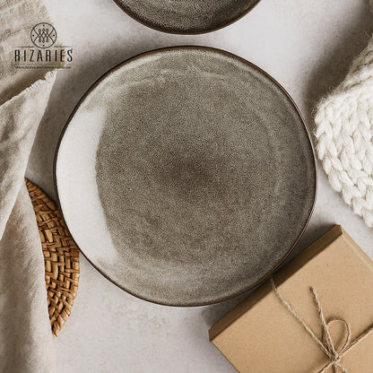 Rustic Stone Grey Porcelain Plates