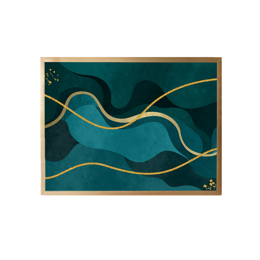 Sea Green Wavy Canvas Painting