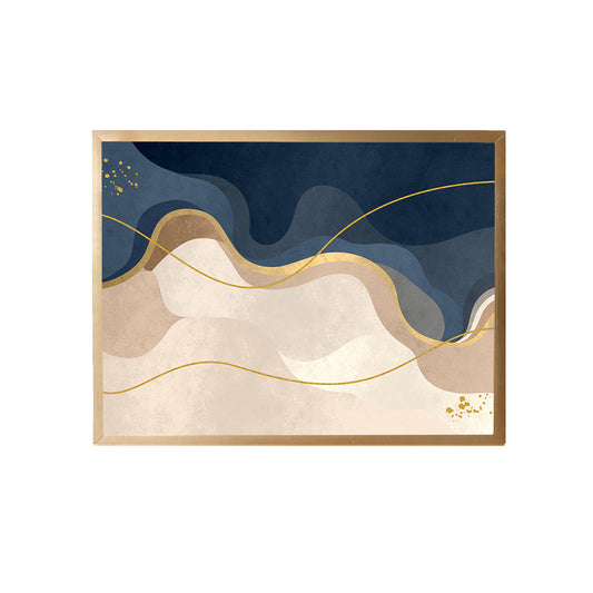 Navy Beige Wavy Canvas Painting