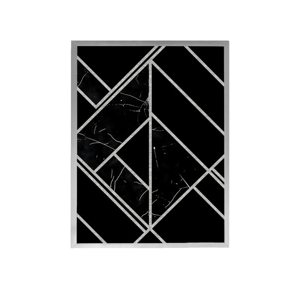 Black Silver Geometric Canvas Painting