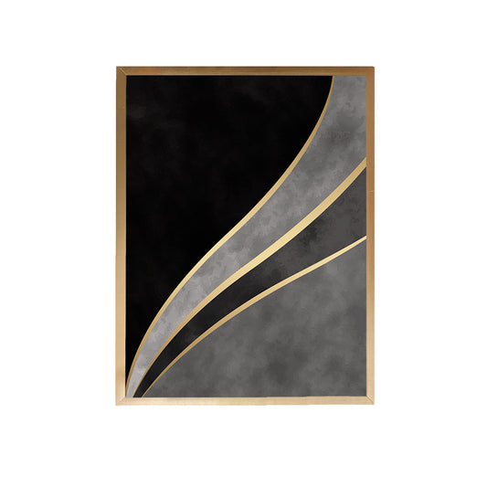 Grey Gold Waves Canvas Painting