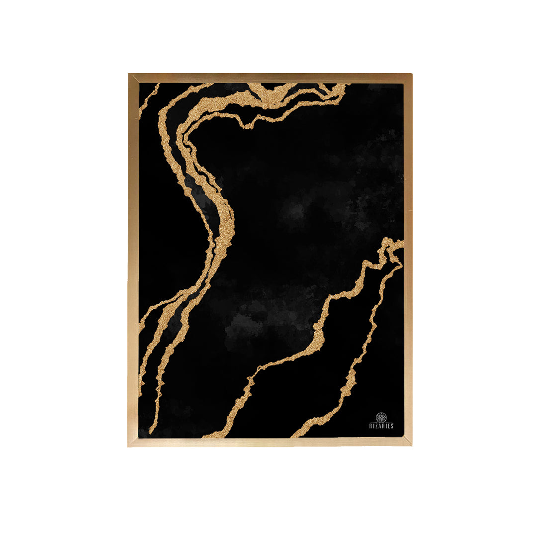 New Black Gold Abstract Painting