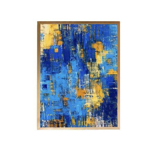 Blue Yellow Abstract Handmade Canvas Painting