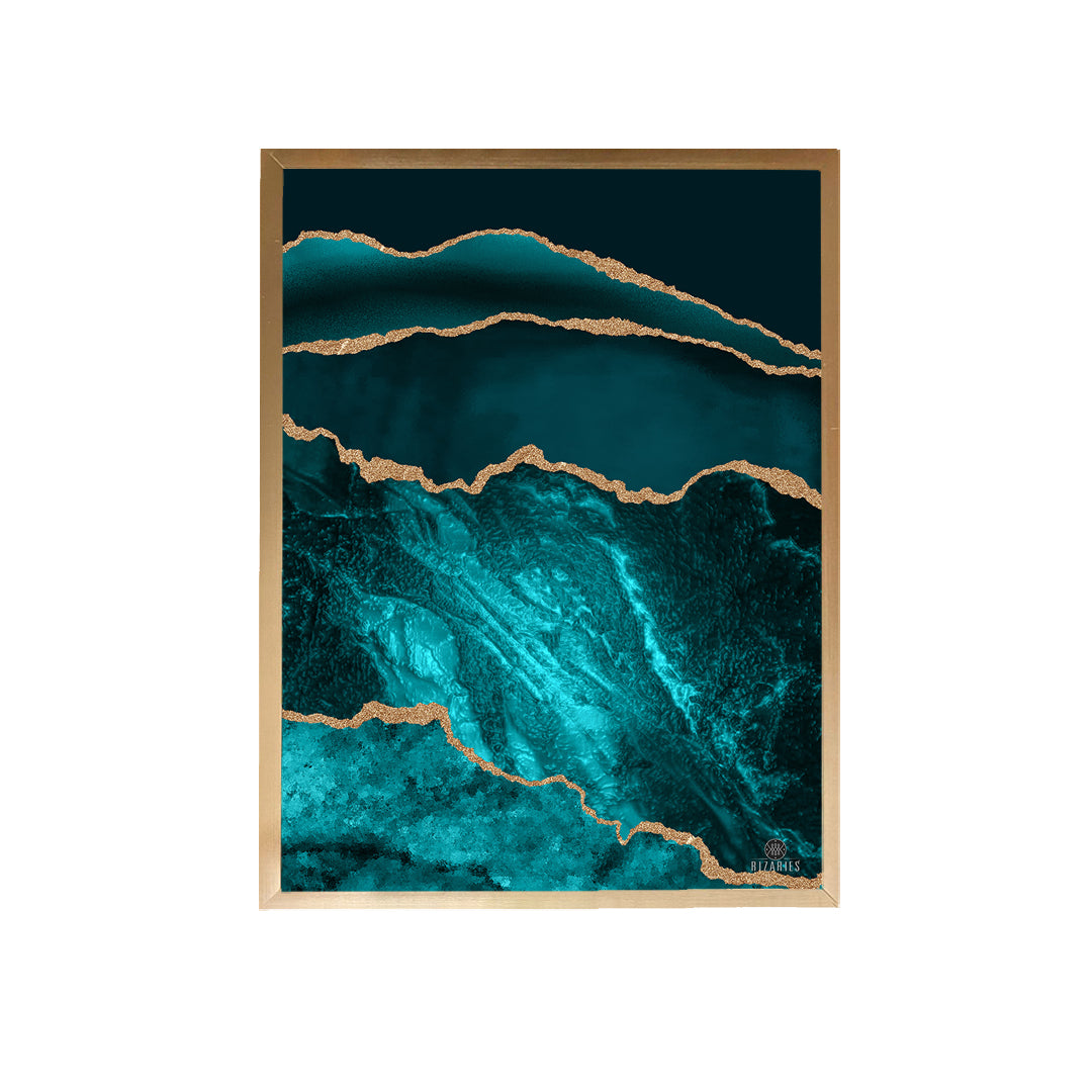Teal Gold Abstract Painting