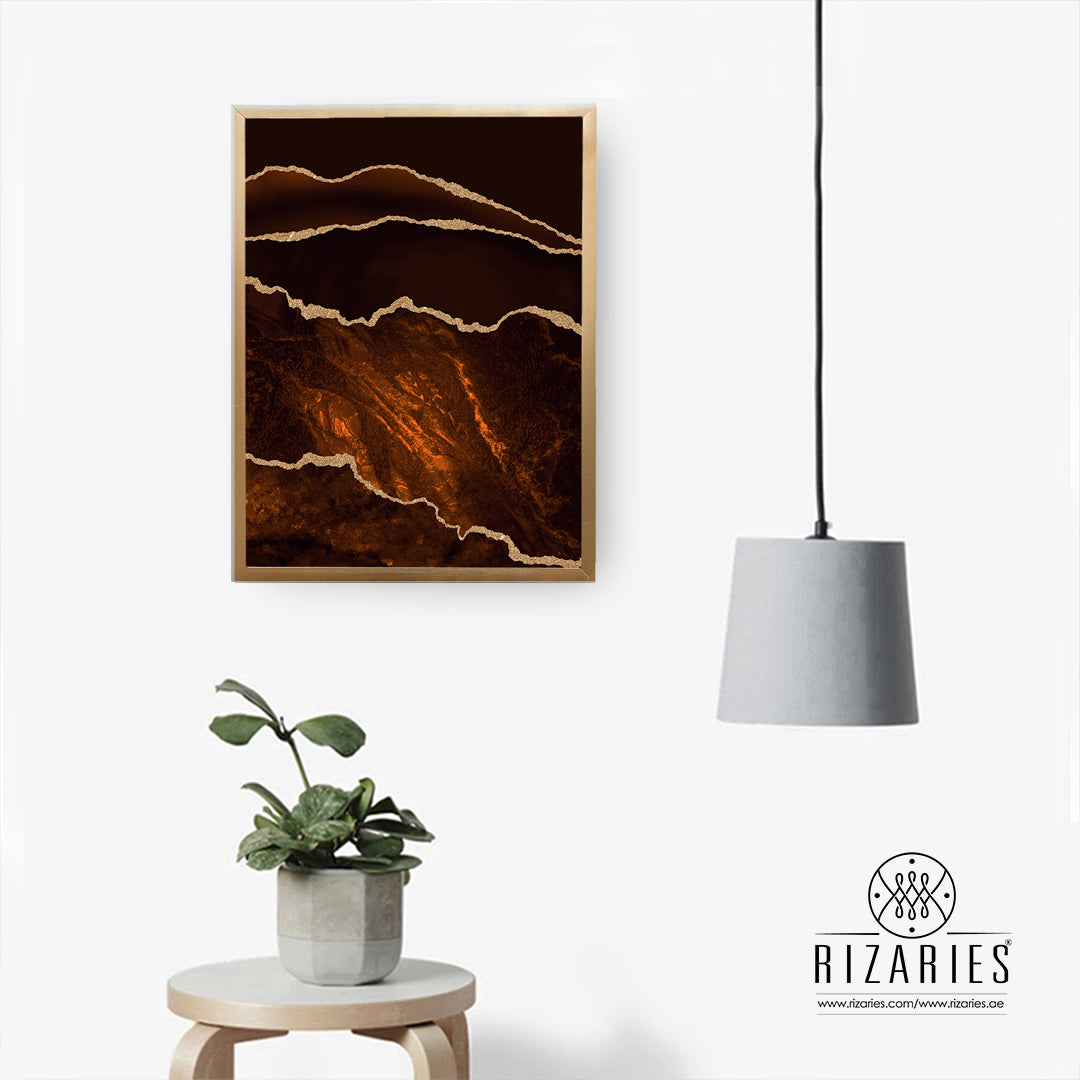 Brown Gold Abstract Canvas Painting