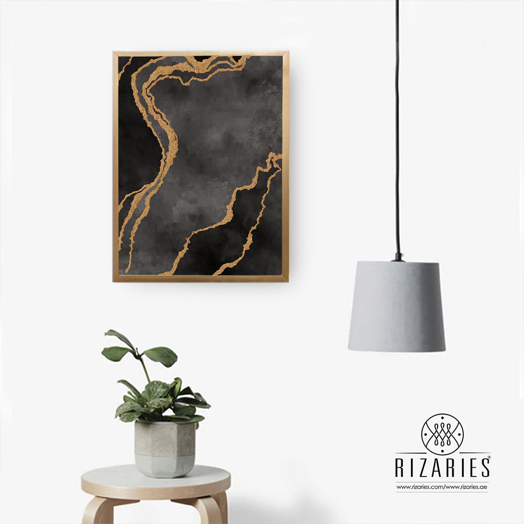 Grey Gold Abstract Canvas Painting