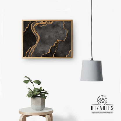 Grey Gold Abstract Canvas Painting