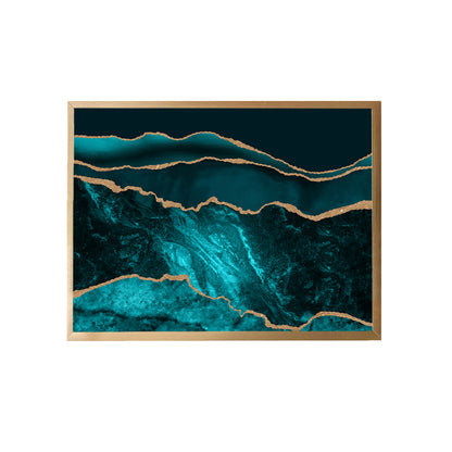 Teal Blue Gold Canvas Painting