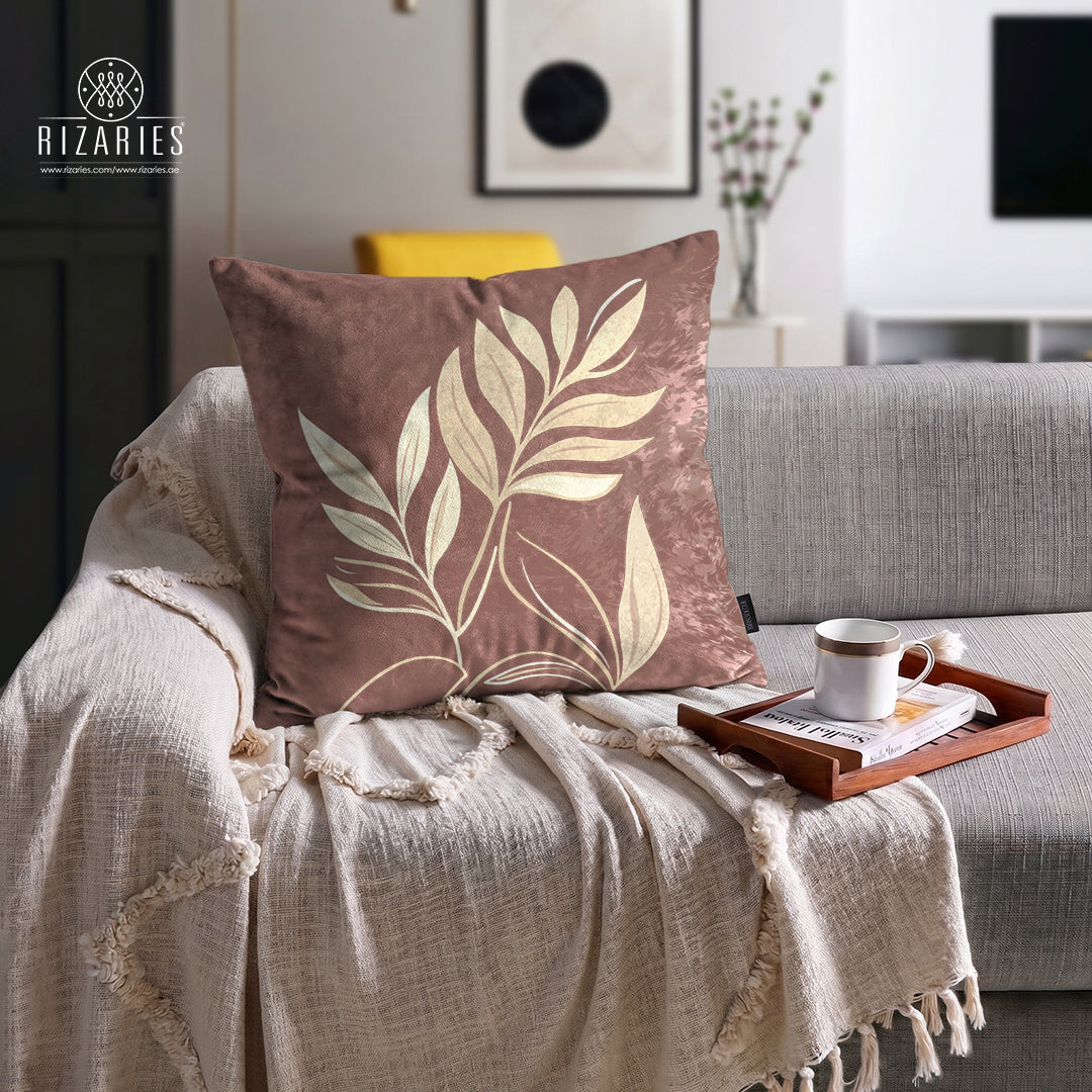SuperSoft Pink Mauve Leaf Throw Pillow