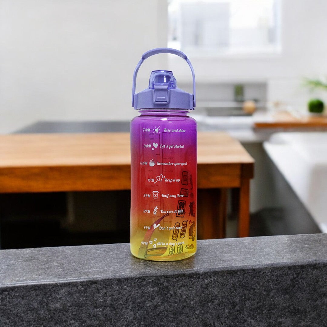 Pack of 3 Water Bottles with Time Marker ( Purple-Yellow)