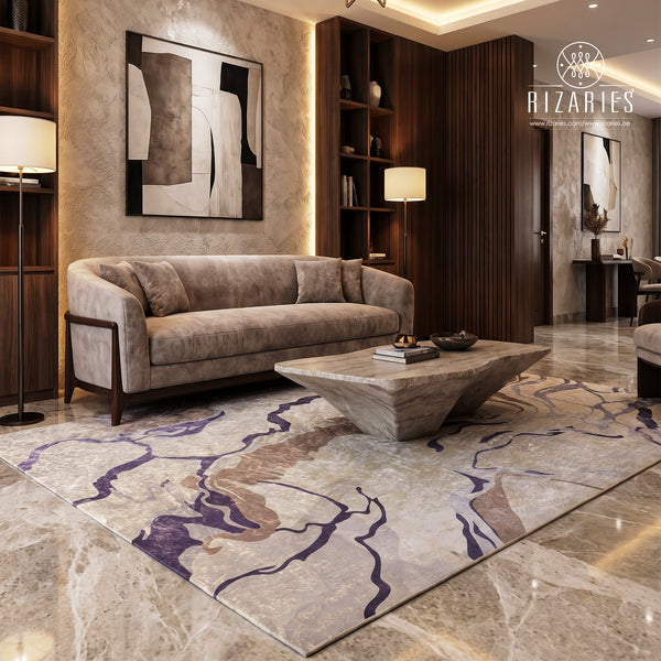 Purple Cream Marble Centerpiece (Rug)