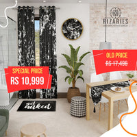 Black White Abstract Cozy Living Set