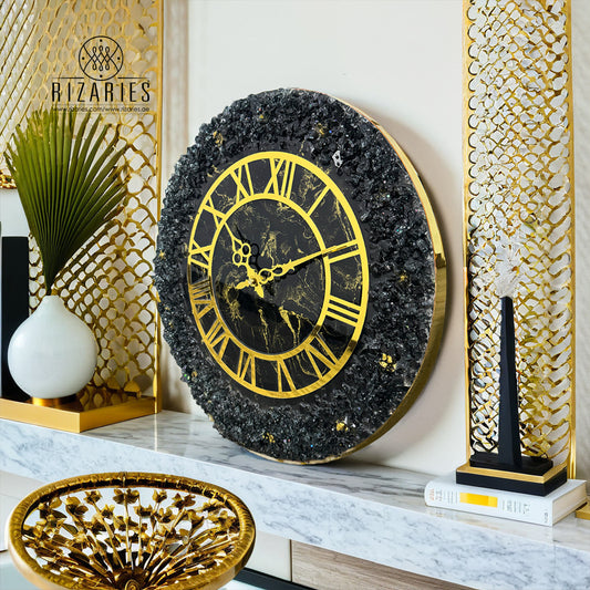 Epoxy Shiny Resin Black Wall Clock