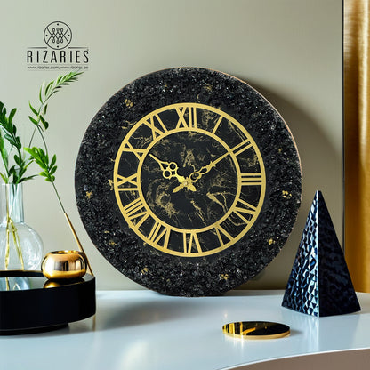 Epoxy Shiny Resin Black Wall Clock