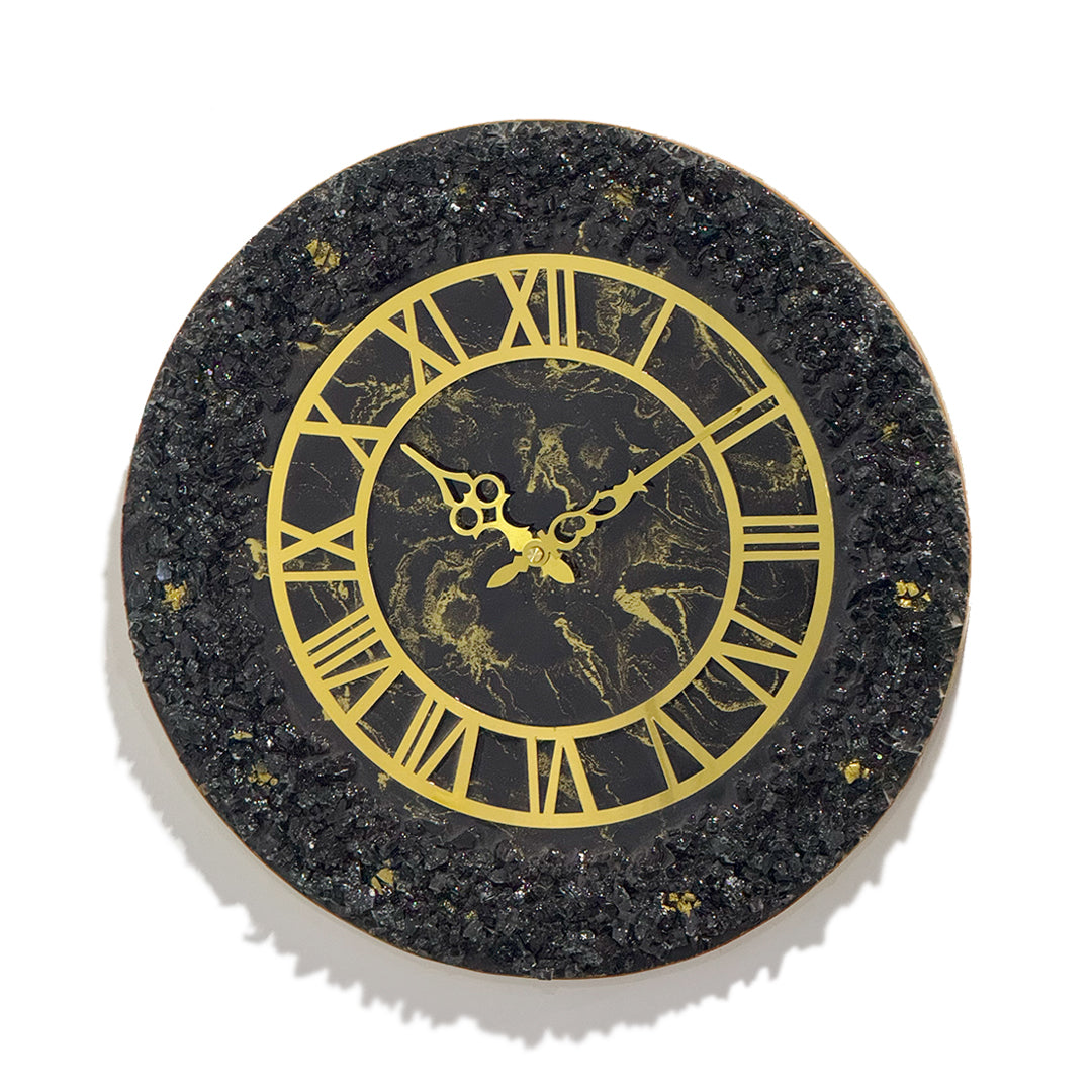 Epoxy Shiny Resin Black Wall Clock