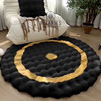 Thumbnail for SuperSoft Box Style Fur with Gold Round Rug