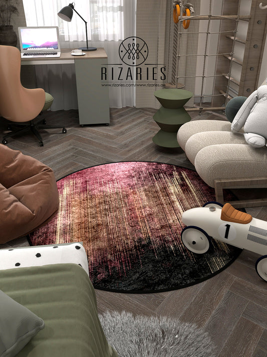 Pink Lines Round Centerpiece (Rug)