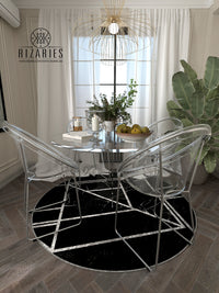Thumbnail for Black Silver Geometric Round Centerpiece (Rug)
