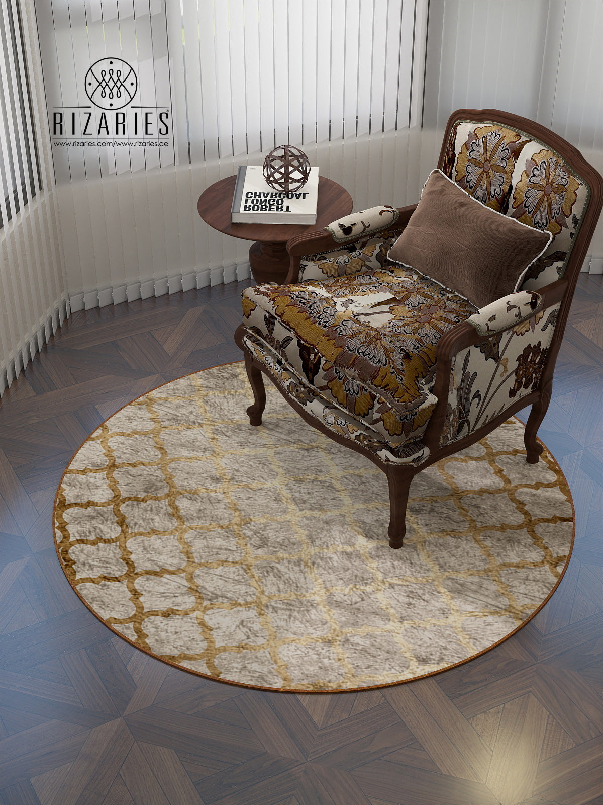 Copper Gold Quatrefoil Round Centerpiece (Rug)