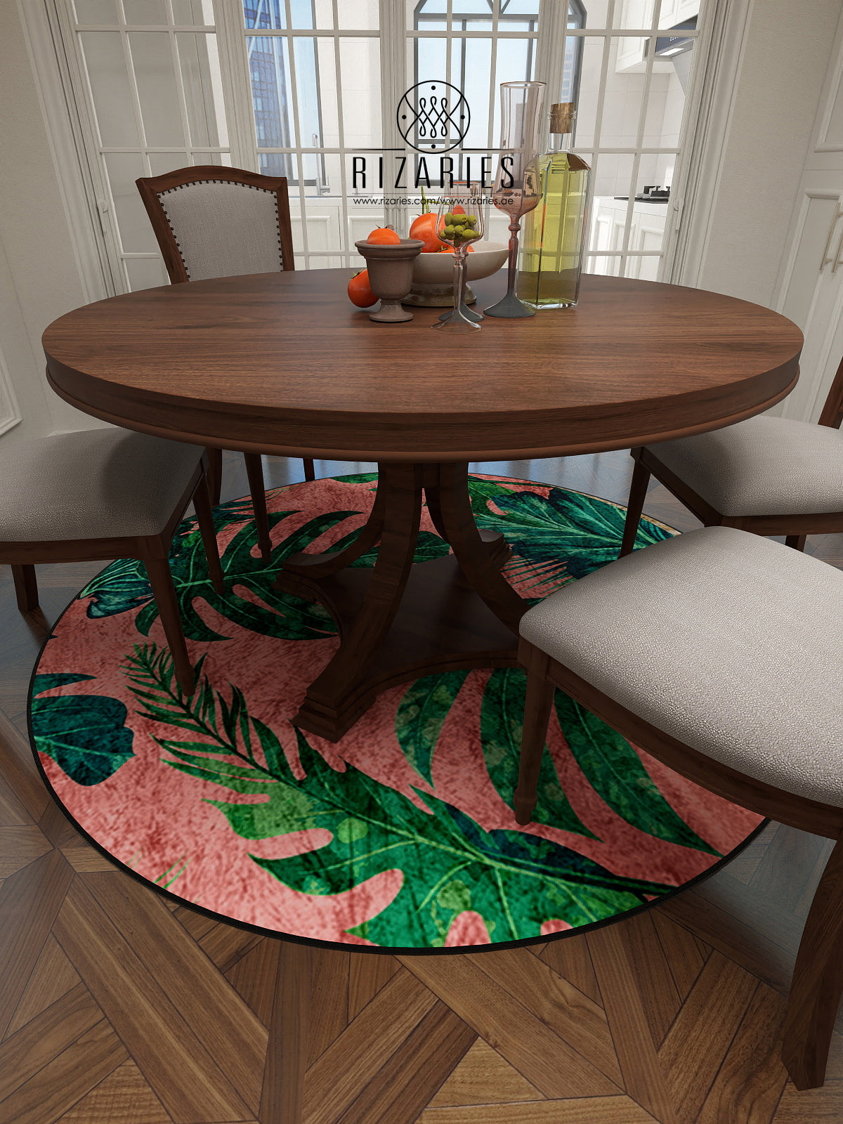Pink Tropical Round Centerpiece (Rug)