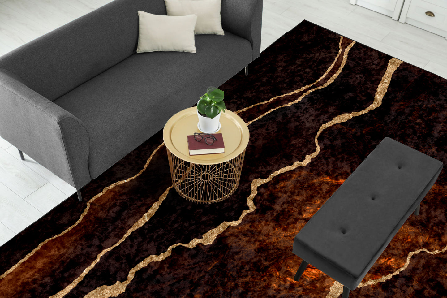 Brown Lava Abstract Centerpiece (Rug)