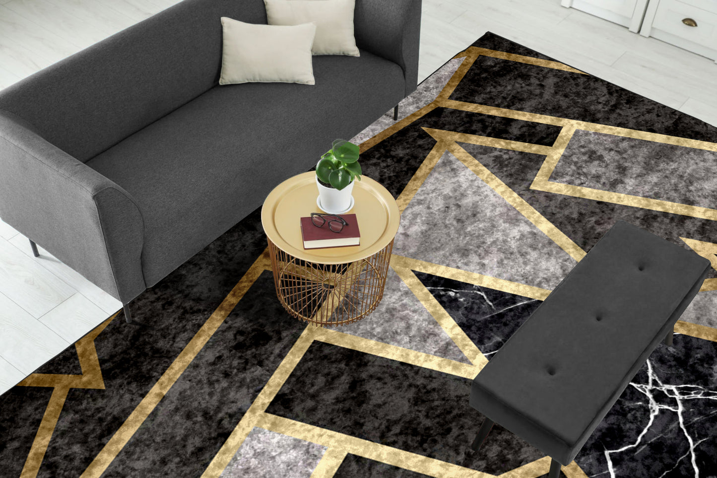 Grey Mosaic Centerpiece (Rug)