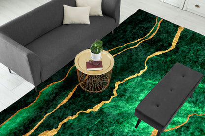 Green Gold Abstract Centerpiece (Rug)