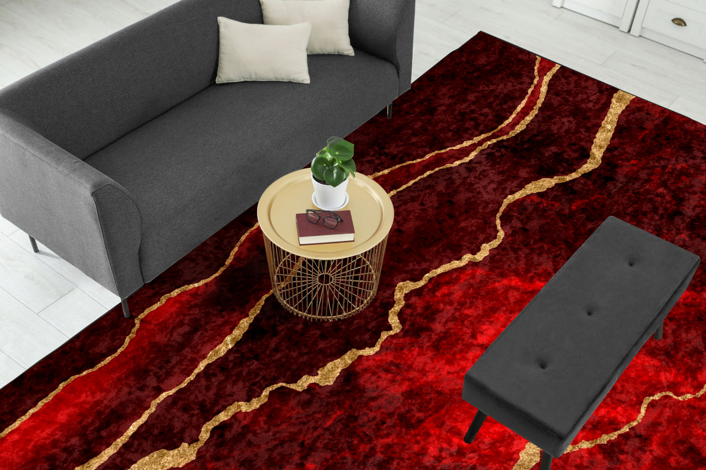 Maroon Abstract Centerpiece (Rug)