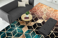 Thumbnail for Ombre Cubes Emerald & Copper Centerpiece (Rug)