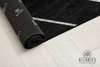Black Silver Geometric Centerpiece (Rug)