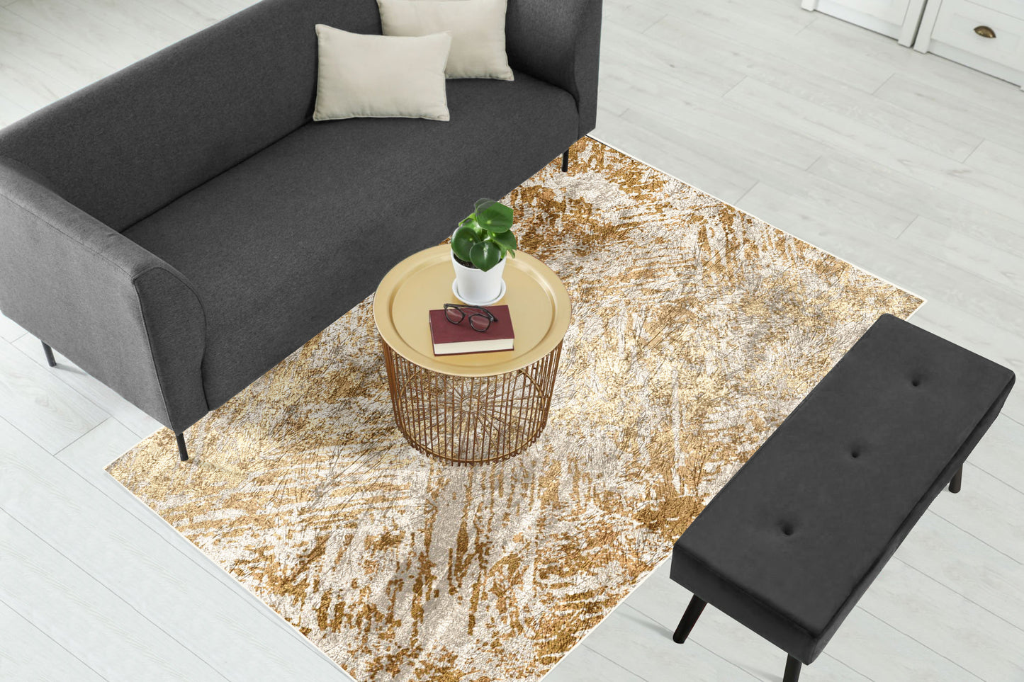 Copper Gold Abstract Pattern Centerpiece (Rug)
