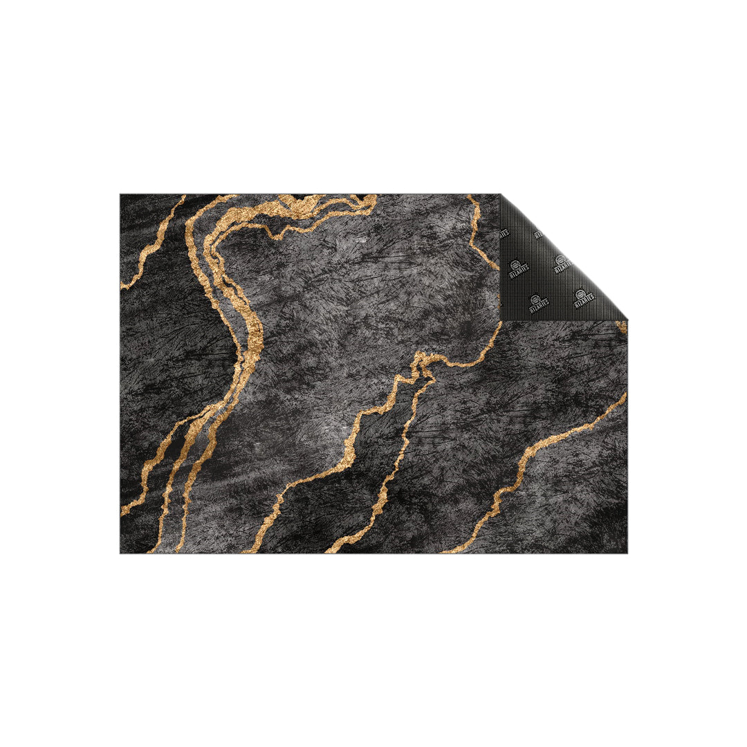 Grey Gold Abstract Centerpiece (Rug)