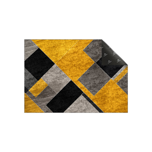 Yellow Black Geometric Centerpiece (Rug)