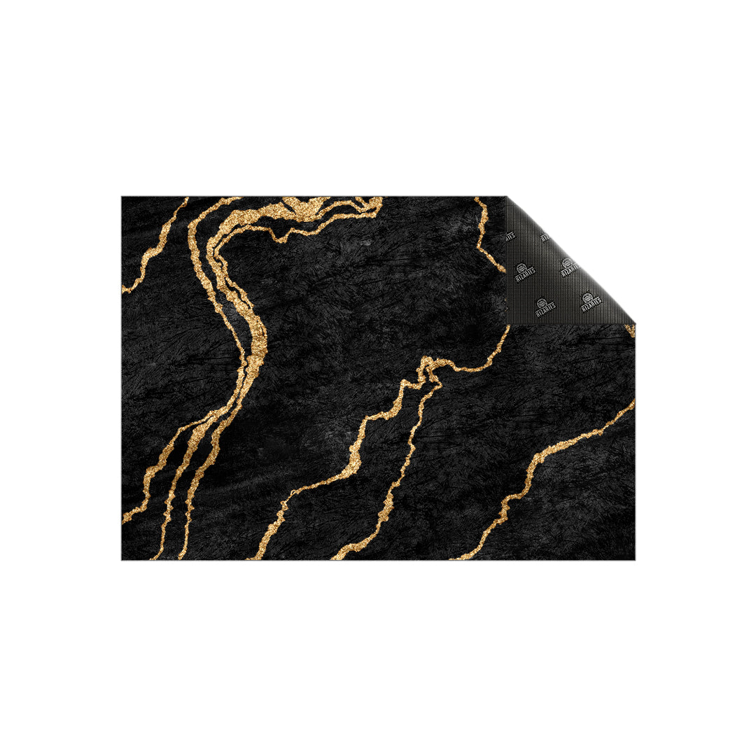 New Black Gold Abstract Centerpiece (Rug)